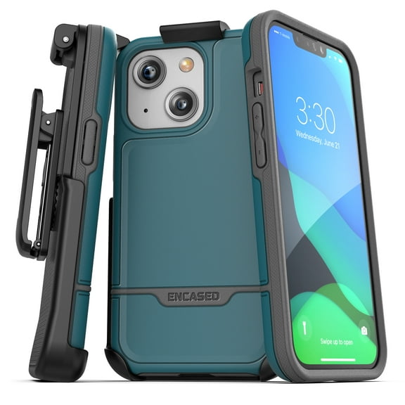 Encased Rebel Designed for iPhone 13 Belt Clip Case (2021) Protective Shockproof Case with Holster (Blue)