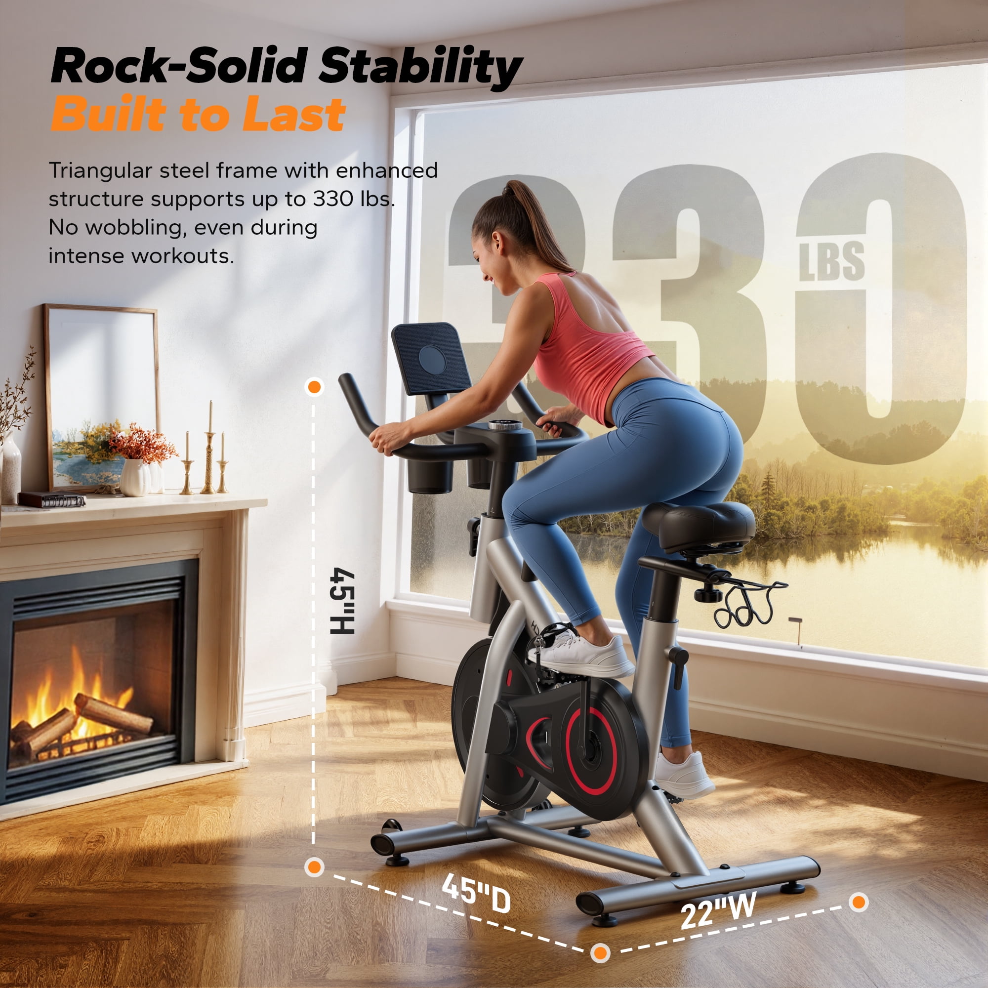 MERACH Exercise Bike, Brake Pad Stationary Bike with Exclusive App, Low Noise Indoor Cycling Bike with 300lbs Weight Capacity, Tablet Mount and Fitness Courses for Weight Loss