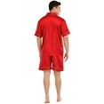 thumbnail image 2 of Keevoom Mens Silk Satin Pajamas Set Casual Short Sleeve Button Down Sleepwear Loungewear, 2 of 6