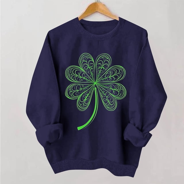 TaTaai Women Casual No Hood St Patrick's Day Printed Sweatshirt Crew Neck Long Sleeve Top Ladies Daily Commute Festival Wear Soft Warm Comfortable Stylish Pullover Top Gift
