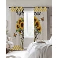 thumbnail image 4 of Yellow Sunflower Kitchen Curtains Butterfly Plaid Bow Retro Beige Farm Cafe Short Curtains for Bathroom Blackout Window Curtain Grommet Small Window Treatment Drapes for Bedroom Living Room 52"x45"x2, 4 of 9