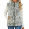 thumbnail image 2 of cllios Women's Sleeveless Zip Up Fuzzy Fleece Lightweight Fall Winter Warm Zipper Sherpa Vest With Pockets, 2 of 9