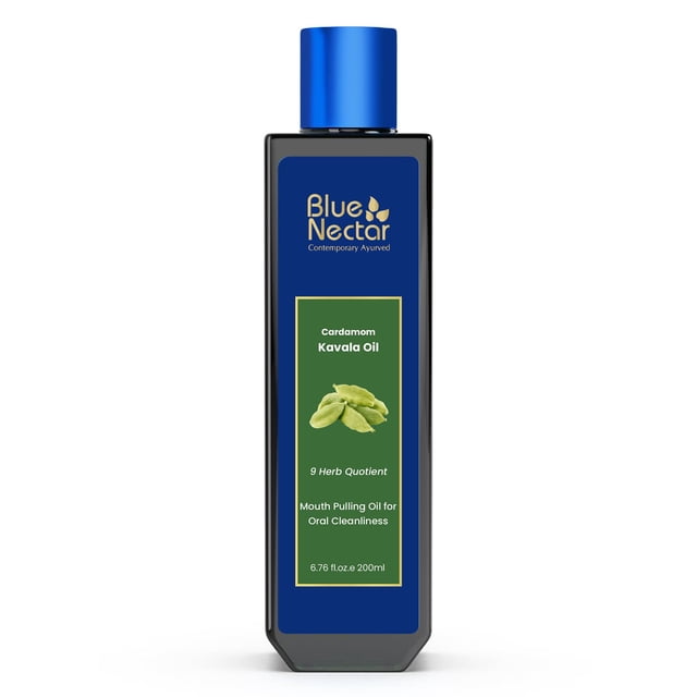 Enjuague bucal Blue Nectar con aceite de menta y cardamomo para enjuague con aceite 200 ml