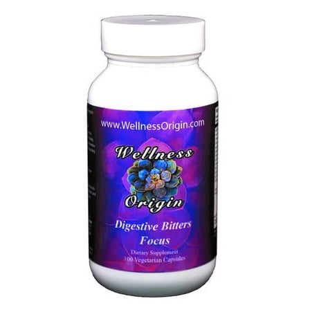 Wellness Origin Digestive Bitters Focus | Organic Herbal Supplement for a Strong Digestive System, 100 capsules