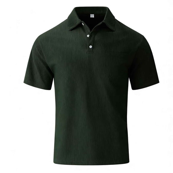 BSDJILFG Golf Shirts for Men Business Casual Short Sleeve Buttons Up Slim Fit Lapel Office Work Tops with Pockets
