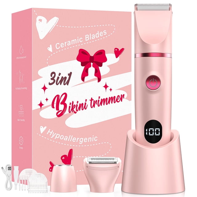 Depiladora eléctrica bikini Crolanli 3 en 1 resistente al agua con LED