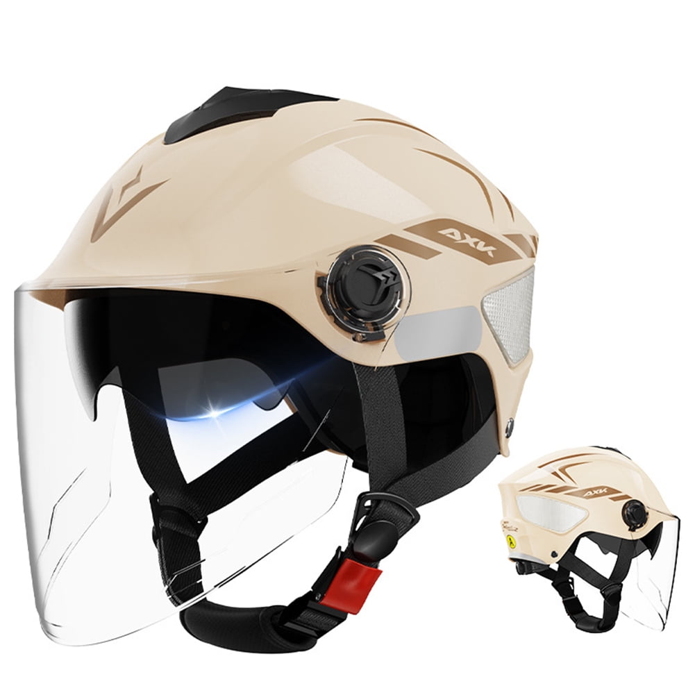 Qiaoxi Motorcycle Open Face Helmet with Dual Lens, Sun Visor and