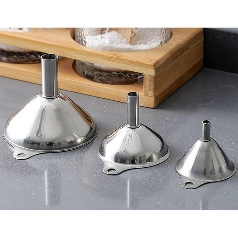 Delove Stainless Steel Funnel for Filling Bottles - Small Funnels for  Kitchen Use,Great for Liquids,Essentail Oil,Powders - Food Grade - 3 Pack