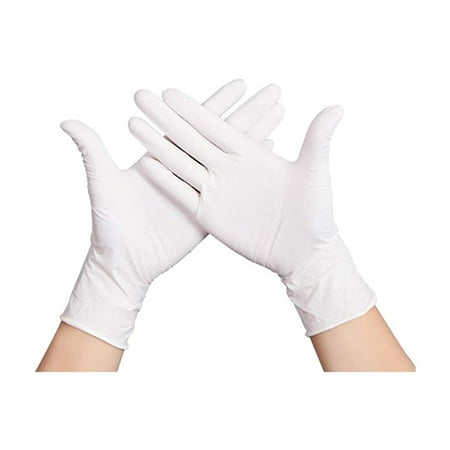 Nitrile Gloves,100pcs Disposable Nitrile Gloves Exam Gloves White Latex-Free Powder-Free Nitrile Gloves Exam Gloves Disposable Gloves-Size: S/M