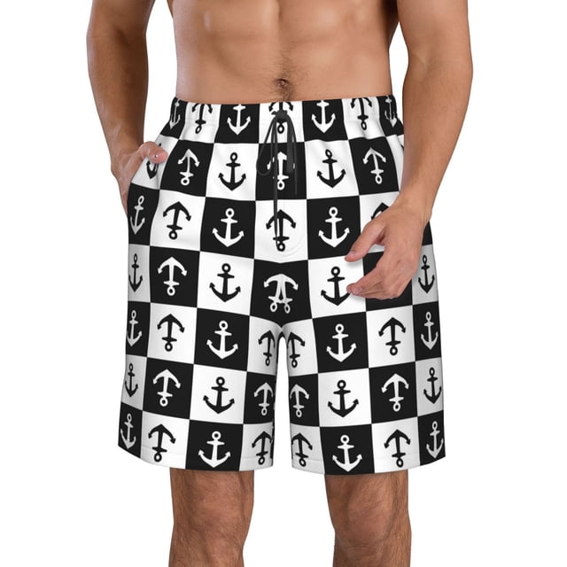 Balery Nautical Anchors1 Traje de Baño Estilo Hawaiano para Hombre, Shorts de Secado Rápido con Bolsillos-3X-Large