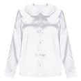 thumbnail image 5 of Satin Shirts for Women Silk Blouses Dressy Elegant Satin Button Down Shirts Holiday Tops Christmas Party Outfits,White XL, 5 of 5