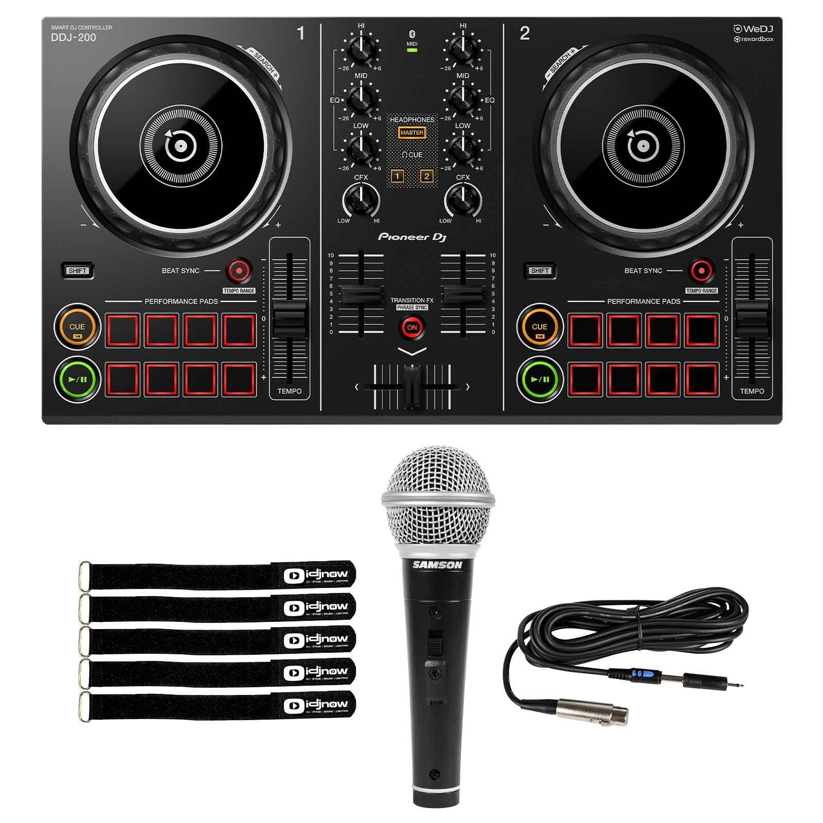Pioneer DJ DDJ200 Smart DJ Controller with Samson M10 Dynamic Vocal