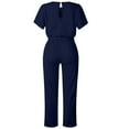 thumbnail image 3 of Leesechin Pants for Women Short Sleeve Playsuit Clubwear Straight Leg Jumpsuit with Belt, 3 of 6