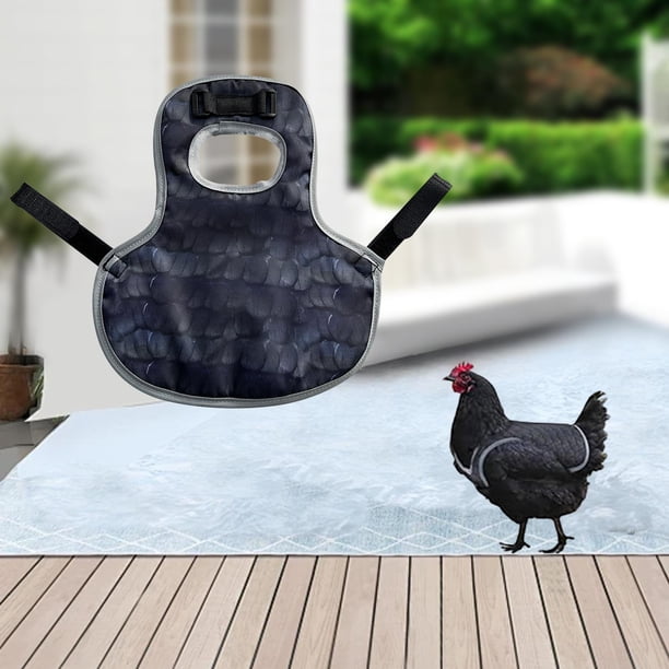 Chaleco protector de espalda para mascotas con sillín de pollo, impermeable, con correa ajustable, delantal, arnés para pollo, , ganso y gallina Negro
