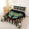 thumbnail image 2 of Homewish Bohemian Skull Moths Queen Comforter Set,Botanical Mushrooms Comforter Sets Queen,Black Green,Black Reversible,3 Pieces,1 Comforter and 2 Pillowcases, 2 of 7