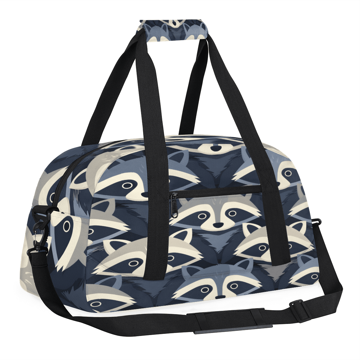Herdesigns Raccoon Sports Duffle Bag for Women & Men, Cute Gym Bag Dance Bag Overnight Bag Carry On Weekender Travel Bag