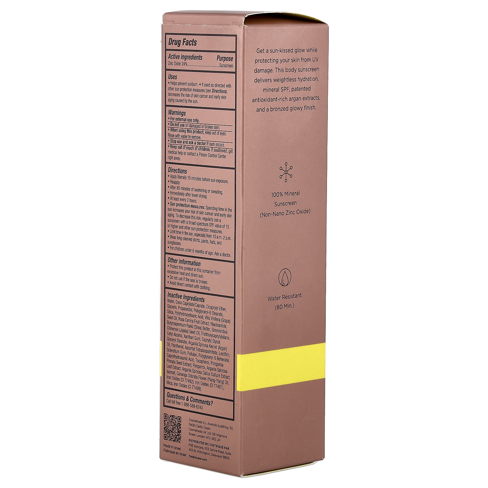 Fre Bronze Me, Sun-Kissed Mineral Sunscreen, SPF 50, 3.38 fl oz (100 ml)