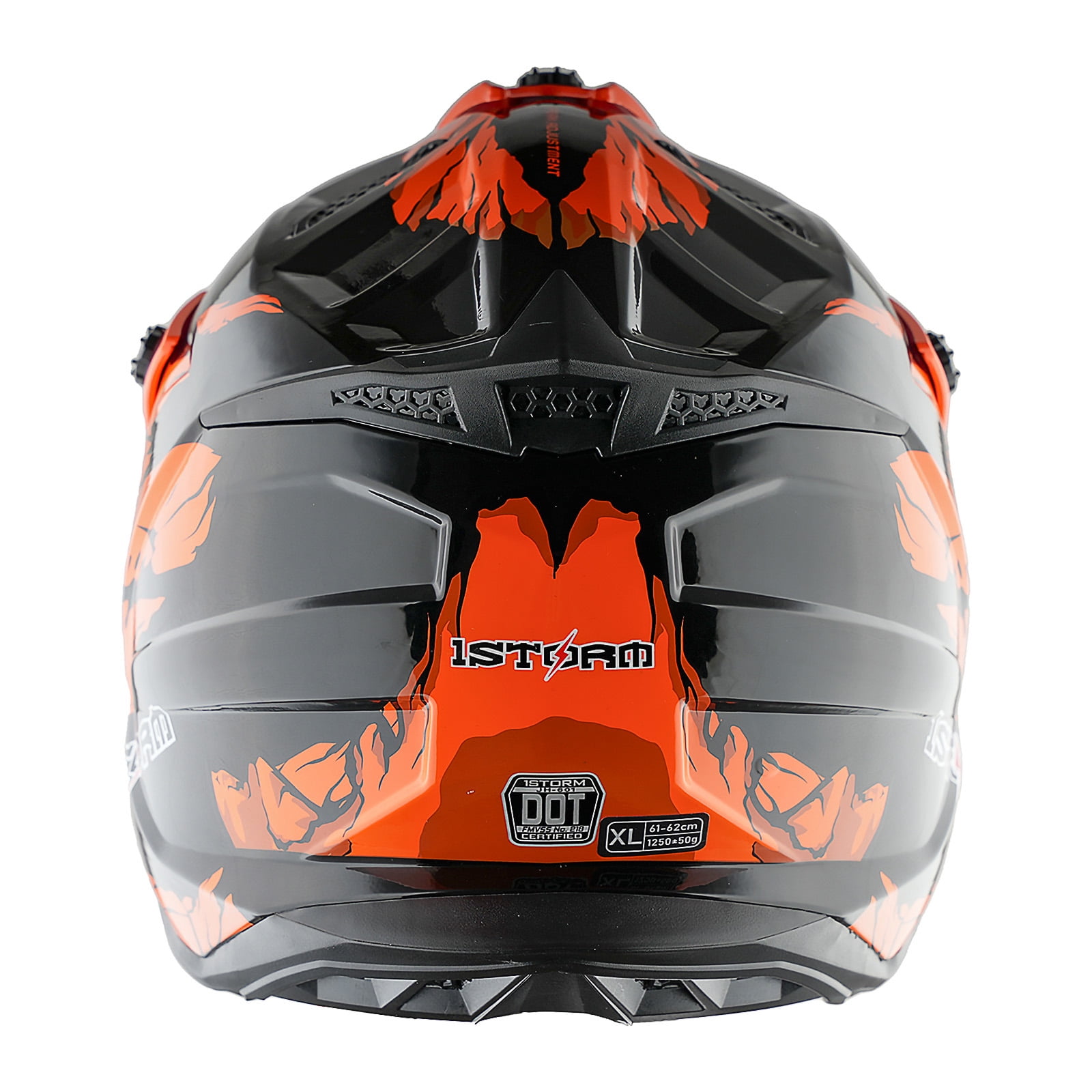 1Storm Adult Motocross Helmet ATV Dirt Bike BMX MX Downhill Mountain Helmet Track Style JH601; Dinosaur Orange