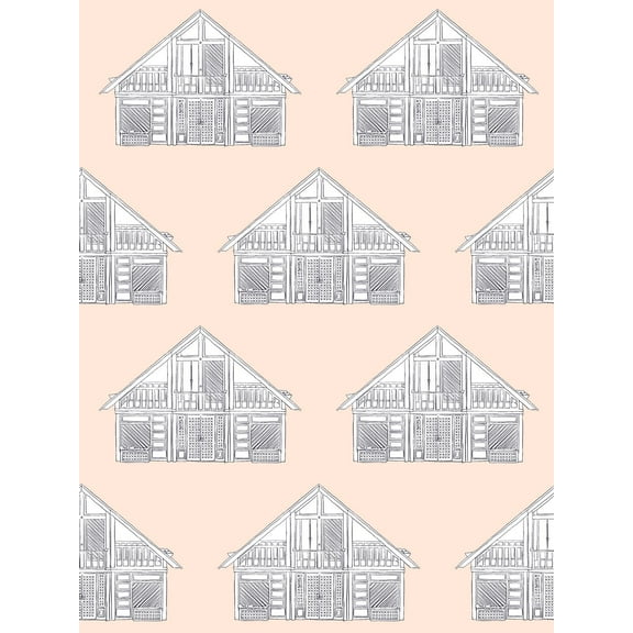 Dreamhouse Classic Removable Vinyl Wallpaper by Barbie - Peach