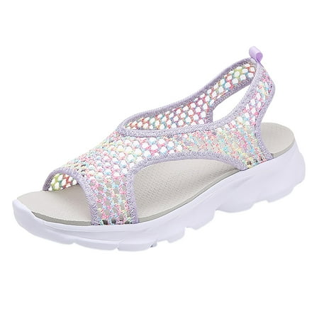 

Youmylove Women Mesh Elatic Band Sport Casual Open Toe Wedges Soft Bottom Breathable Shoes Sandals Summer Comfy Daily Simple Walking Footwears