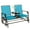 Blue#2, variant on Outdoor Sofa Outdoor Glider Bench with Center Table, Metal Frame Patio Loveseat with Breathable Mesh Fabric and Armrests for Backyard Garden Porch, Blue,Patio Furniture