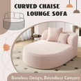 thumbnail image 4 of Harper & Bright Designs Foam Chaise Indoor Lounge, Corduroy Boneless Curved Lounge Couch, Compressed Floor Single Sofa Chair with Two Supportive Pillows for Living Room , Pink, 4 of 19