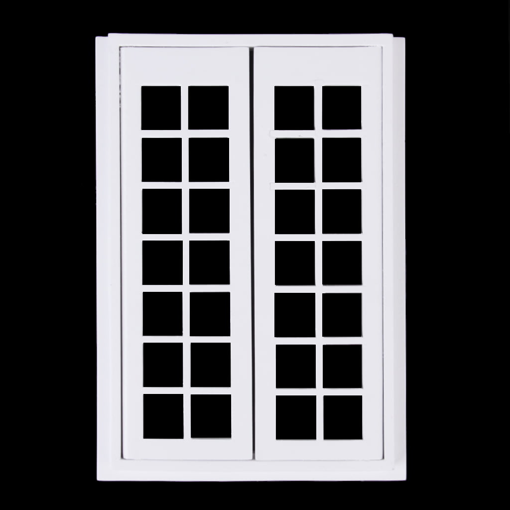 1/12 Doll House White Wood Exterior Double French Doors w/ Door Trim DIY SET 