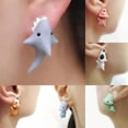 thumbnail image 3 of Anvazise 3D Animal Shape Women Earrings Bite Posture Alloy Cartoon Adorable Stud Earrings Jewelry Accessory Blue3, 3 of 13