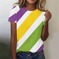 thumbnail image 1 of Xuyuer Happy Mardi Gras Shirt Womens Mardi Gras Day Heart Tshirt Tuesday Carnival Tee New Orleans Party Short Sleeve Casual Short Sleeve Tops Holiday Bleached Short Sleeve Tops, 1 of 5