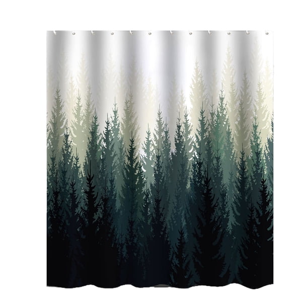 Injueey Cortina de ducha de poliéster de colores brillantes y segura para decoración de baño, cortina de ducha impermeable Juegos de accesorios de baño cuatro