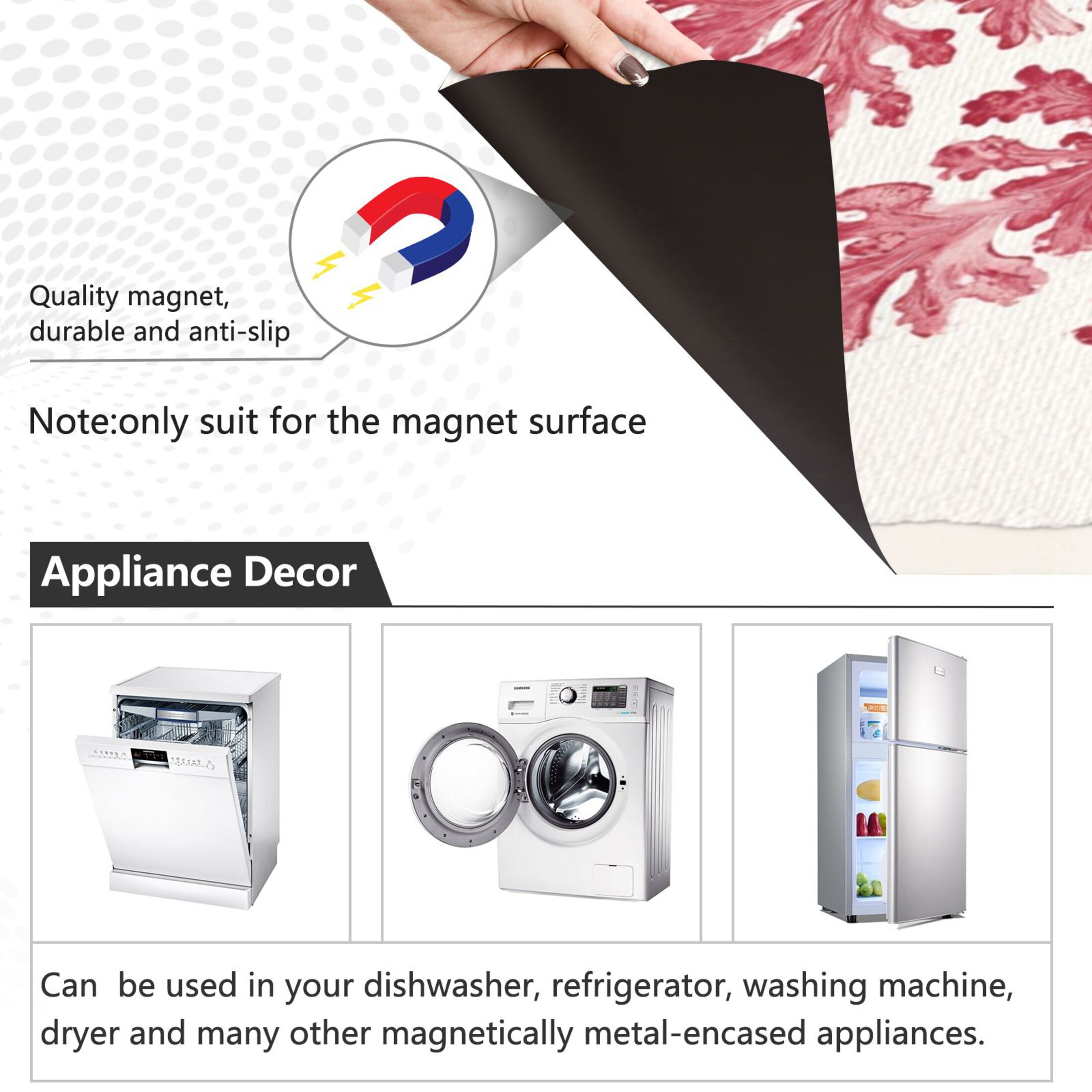 IAUYY Magnetic decorative sticker - 23x26 Inch PVC Refrigerator Decorative Cover, Removable DIY Art for Kitchen Appliances Coral Pattern