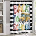thumbnail image 3 of Shower Curtains for Bathroom-36"x78",School Season Yellow Bus Waterproof Bath Curtain Grommet Shower Curtain Set with Hooks,Black White Stripes Washable Bath Accessories, 3 of 7