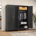 thumbnail image 3 of Polup 71" H Modern Steel Sturdy Armoire Cabinet with Shelves and Hanging Rod, Adult Bedroom Wardrobe Closet with Doors, 3 of 7