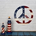 thumbnail image 3 of Patriotic American Flag Metal Peace Sign, Decorative Metal Hanging Peace Sign Wall Decor Star And Stripes Peace Sign Wall Art for Home Door Wall (16 inch , Red White Blue), 3 of 7