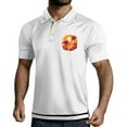 thumbnail image 2 of Yiaimeir Men's Three Button Printed Lapel Short Sleeve T-Shirt Top Streetwear,Size M-3XL, 2 of 4