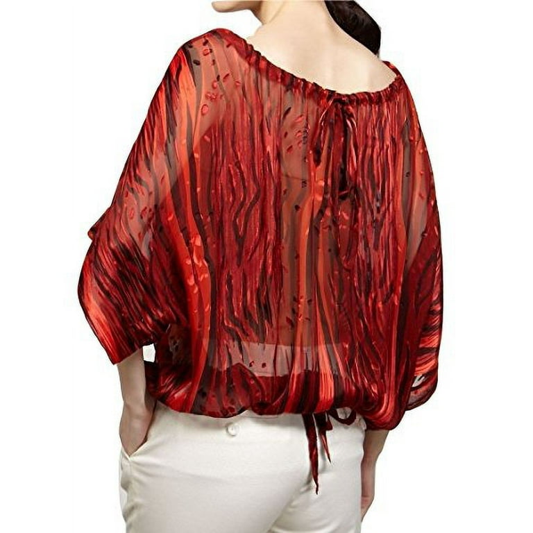 Rachel Zoe Bibi Silk Blend Drawstring Dolman Sleeve Top Blouse