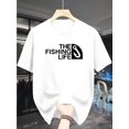 thumbnail image 1 of Men'S Casual Crew Neck T-Shirt - "The Fishing Life" Graphic, Dark Blue, Short Sleeve, Summer Outdoor Tee for Adults, Fishing T Shirt, 1 of 5