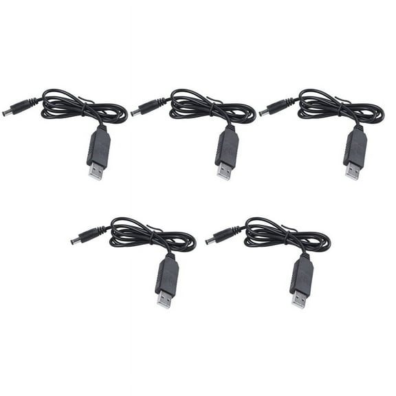 5X USB DC 5V to DC 12V 2.1mm x 5.5mm Module Converter DC Male Connector Jack Power Cable Plug -1M (5V to DC 12V)