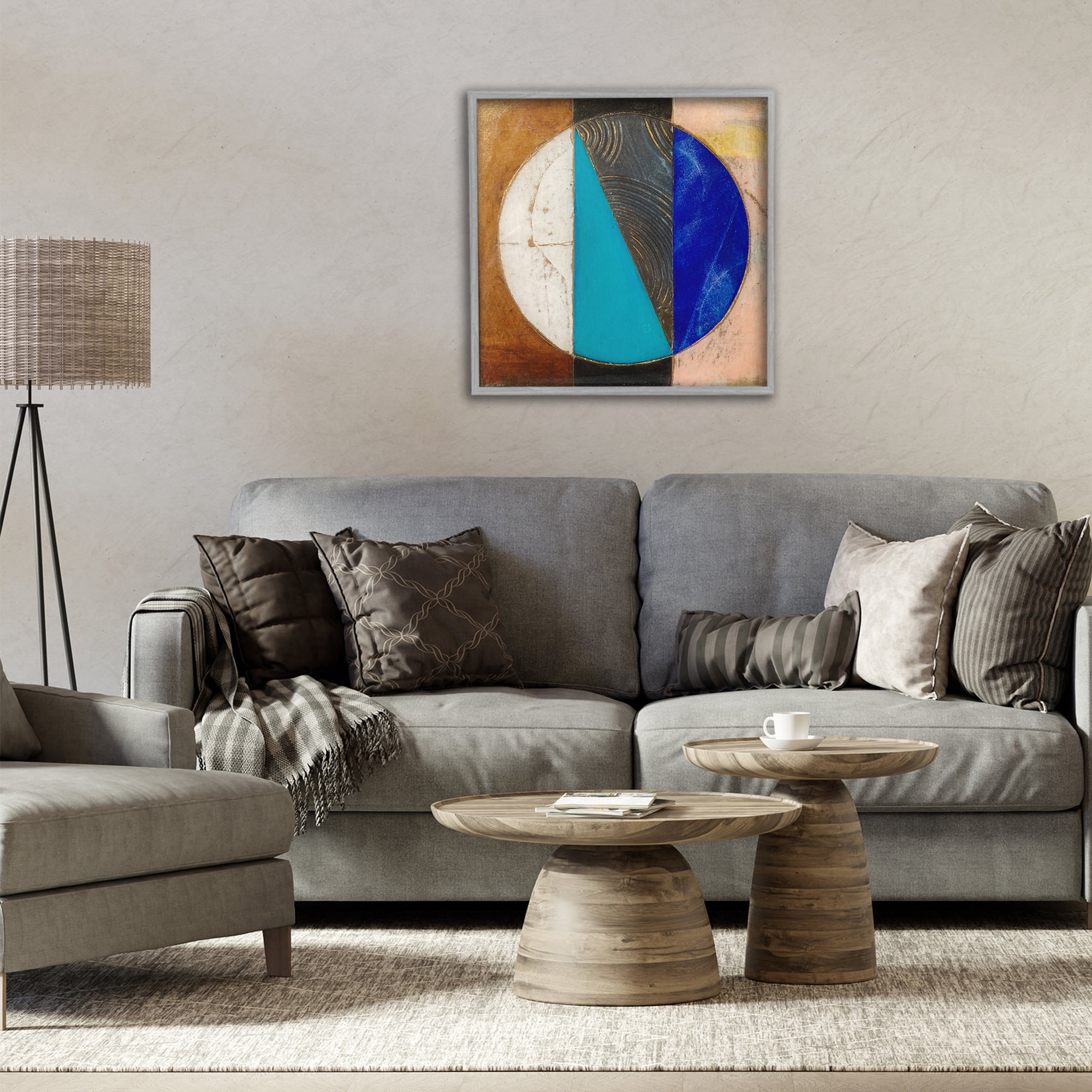 Stupell Industries Structured Circle Abstraction Gray Framed Giclee Art, design by Matthew Finger