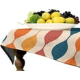 thumbnail image 4 of Mid Century Tablecloth, Groovy Retro 1960s Abstract Geometric Pattern Table Cloth Cover for Kitchen Dining Holiday Party Home Decor, Navy Blue Orange Red Rectangle(60x84in), 4 of 6