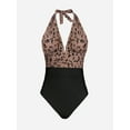 thumbnail image 4 of Cupshe Women's Cheetah Plunge Halter Shirred One Piece Swimsuit, 4 of 6