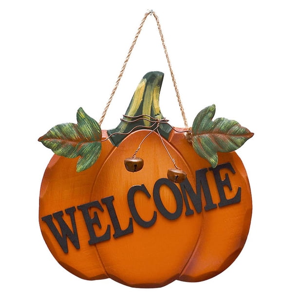 FLhrweasw Letrero Bienvenida Calabaza Puerta Delantera Otoño Rústico para Puerta