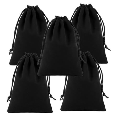 

5pcs Flannel Drawstring Bag Storage Bag Electric Hair Dryer Pouch Multifunction Lint Drawstring Pouch for Storage Use (Black 20x30 cm Black)