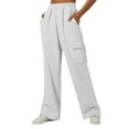 thumbnail image 3 of Uqiangy Wide Leg Sweatpants Women Baggy Sweats Fall Clothes Lounge Pants Women Women's Cargo Pants Baggy Pants Women Sweatpants Women White XL, 3 of 6