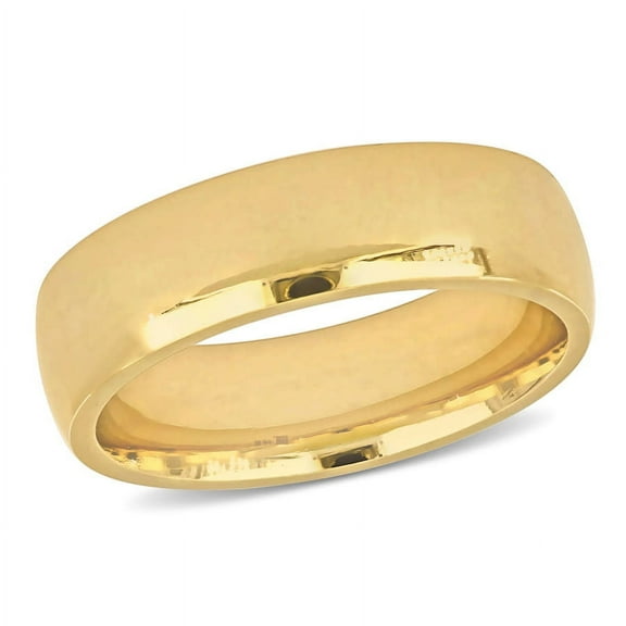 AMOUR Men's 6.5mm Finish Comfort Fit Wedding Band In 14K Yellow Gold