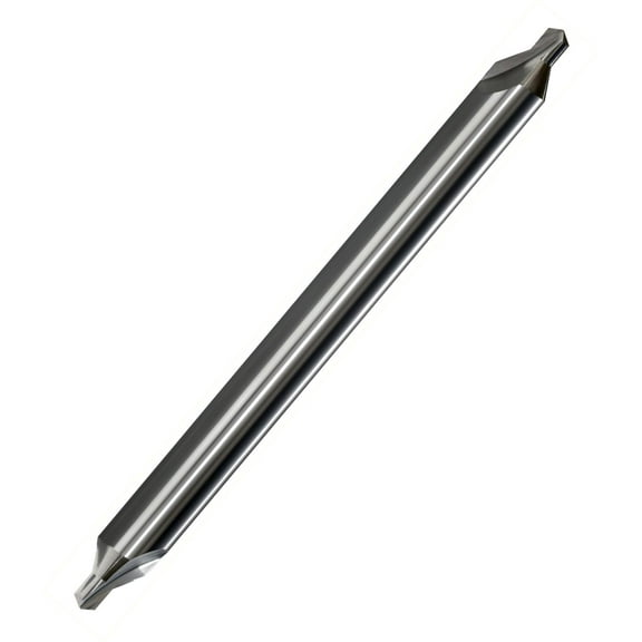 #2 x 60° x 4"Long Double End Carbide Center Drill (CombinedDrill/Countersink), .1875" Body, .078" Point, Bright Finish