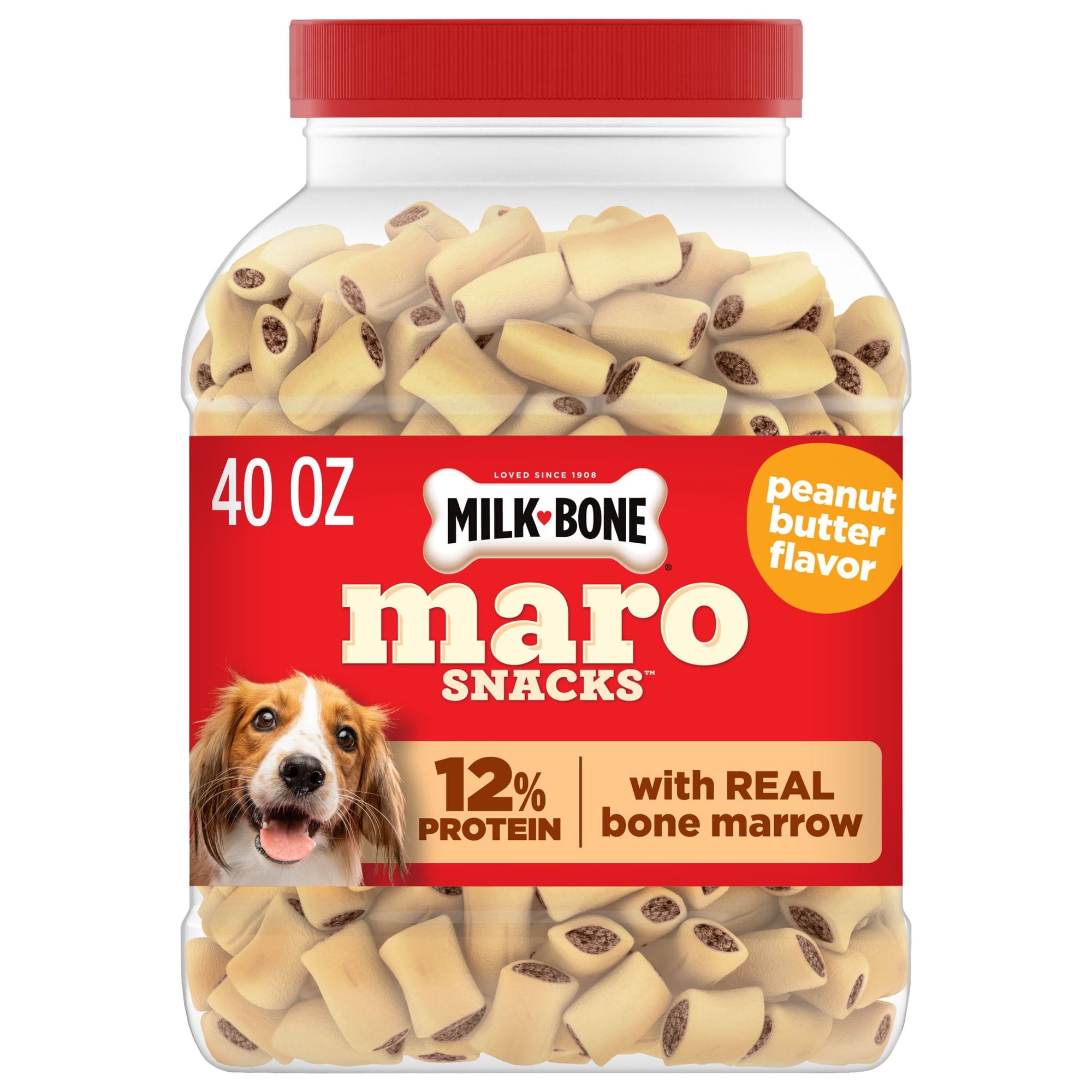 Milk Bone MaroSnacks Peanut Butter Flavor Dog Treats With Bone Marrow, 40 oz