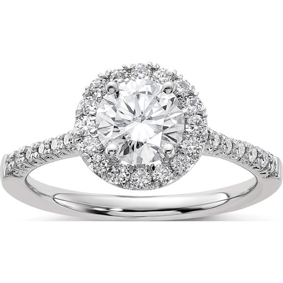 14K White Gold 14Kw Round Halo Diamond Semi-Mount Engagement Ring (Size 7) Made In India rm2057e-200-waa