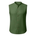 thumbnail image 4 of Mens Sleeveless Button Down Shirts Linen Cotton Summer Beach Basic Tank T-Shirt Tops, 4 of 5