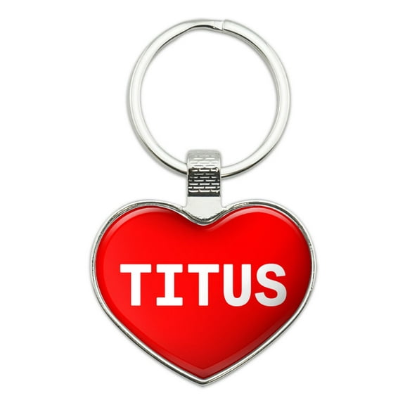 Titus I Love Name Heart Metal Key Chain